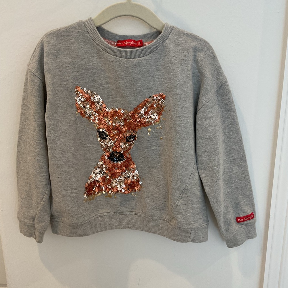 Kids' Grey Sequin Deer Sweatshirt Miss Alpengluck (Germany) Size 4